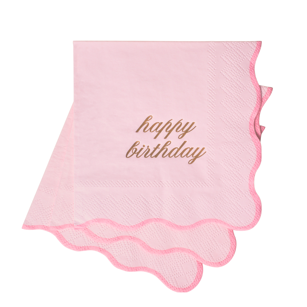 Happy Birthday Cocktail Napkins - Pink & Gold